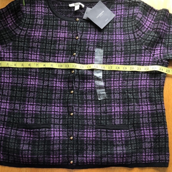 LIZ CLAIRBORNE 1X LADIES CARDIGAN SWEATER 45% COTTON 43% WOOL 12% NYLON - Picture 2 of 10